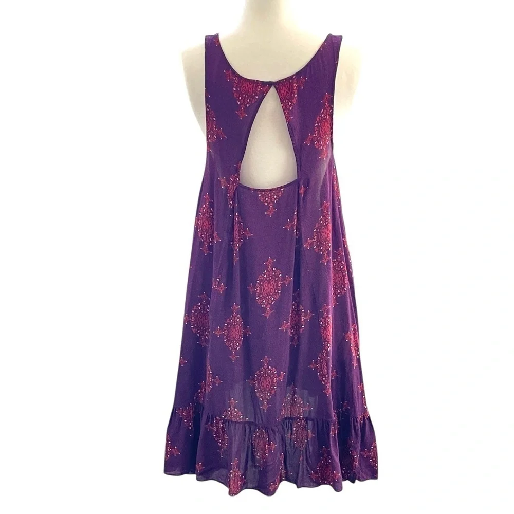 Free People Annka Border Slip Dress Asymmetrical Purple and Pink High-Lo Size M